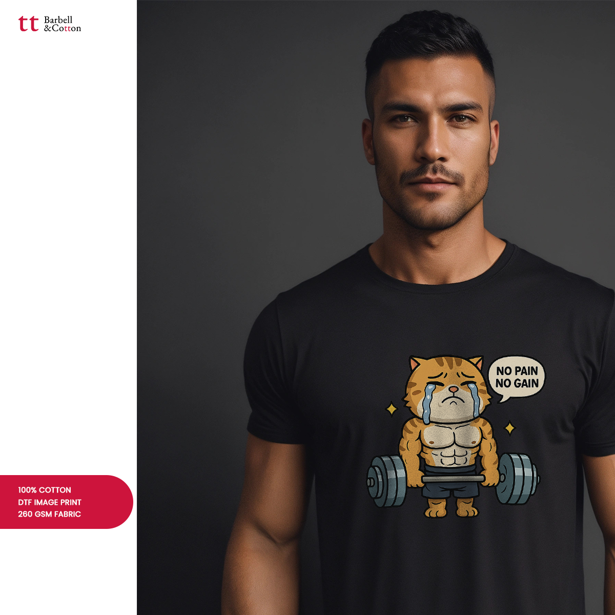 Exclusive No Pain No Gain Buff Cat T-Shirt
