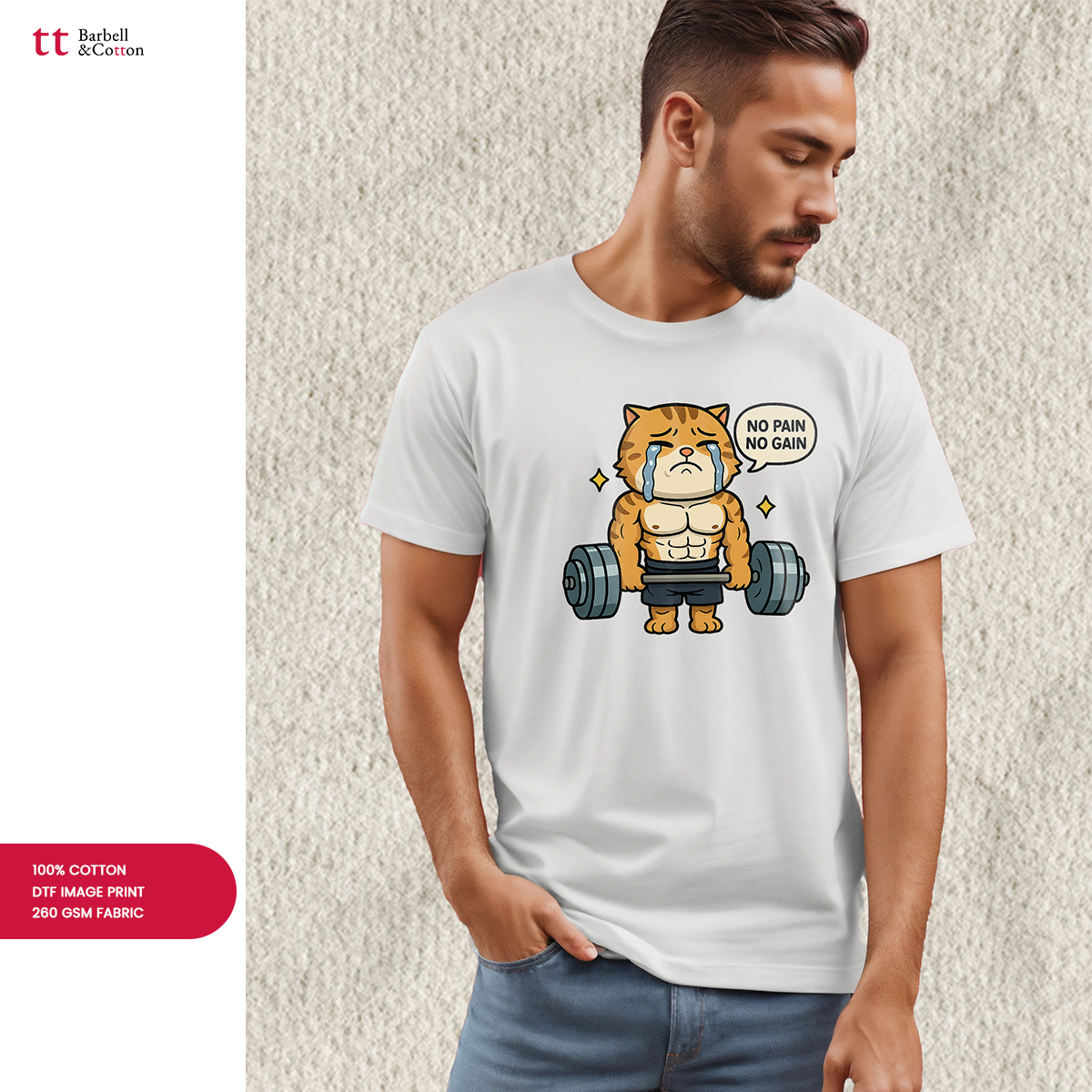 Exclusive No Pain No Gain Buff Cat T-Shirt